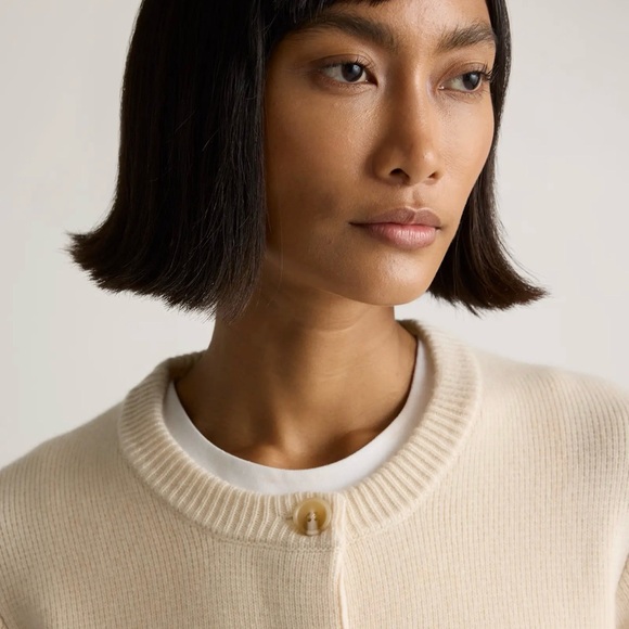 Quince Cashmere Structured Cardigan  Sweater in Ivory Size Large 014 - Picture 5 of 9